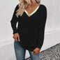New Arrival Gold-colored V-neck Solid-color Casual Long-sleeve Outerwear Top