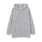 Full-zip Hoodie With Fleece-lined Solid-color Sweatshirt