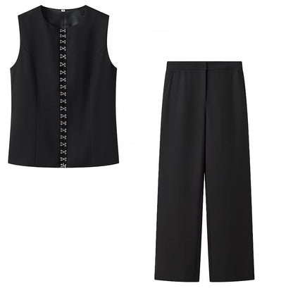 Round Neck Sleeveless Vest Fashion Casual Pants Suit
