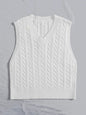 SpringSummer Knitted Cabled Vest Pullover With V-Neck