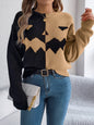 Women Ghost Pumpkin Color Block Long Sleeve Pullover Sweater