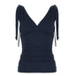 Deep V-neck Strap Pleated Bust Vest Spicy Girl-style Vintage Versatile Figure-hugging Top