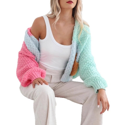 Idle Style Knitted Pocket Sweater Cardigan Coat