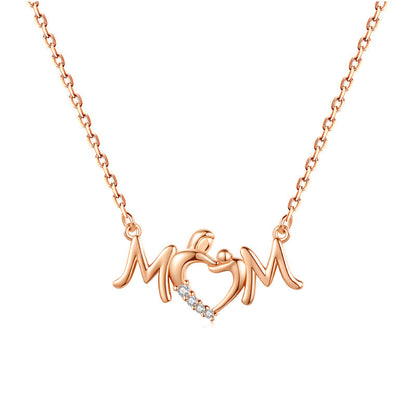 New S925 Sterling Silver Necklace Love Wings Women's Mother's Day Gift