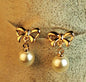 Hypoallergenic Heart-shaped Zircon Earrings Women's Bow Pearl Earrings