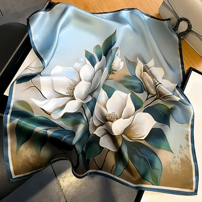 Women's Retro Printed Korean-Style Fashionable All-Match Professional Silk Scarf