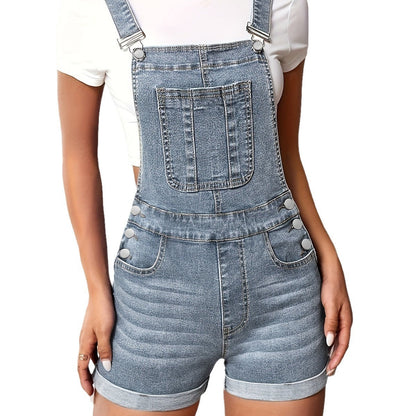 Slim-fit Denim Overalls With Straps