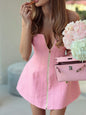 Strapless Zip-Up Mini Dress