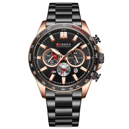 Men's Waterproof Quartz Watch - Stainless Steel Calendar Watch 30M Water Resistant