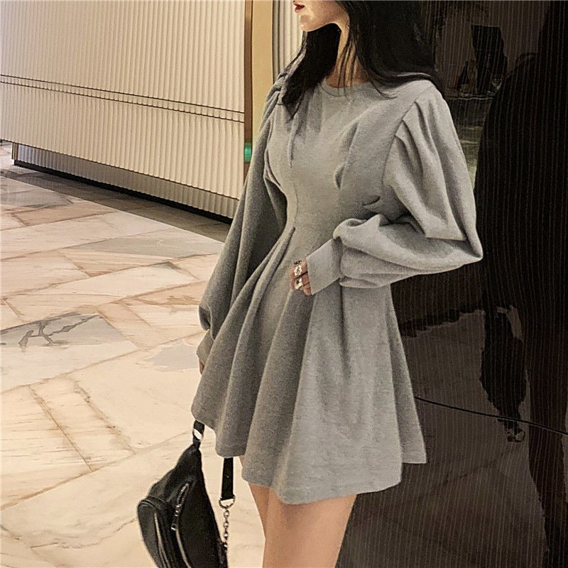 New Autumn Dress, Long-Sleeved Mid-Length A-Line Skirt, Thin And Waist