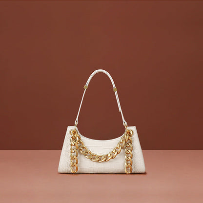 Chain leather shoulder bag