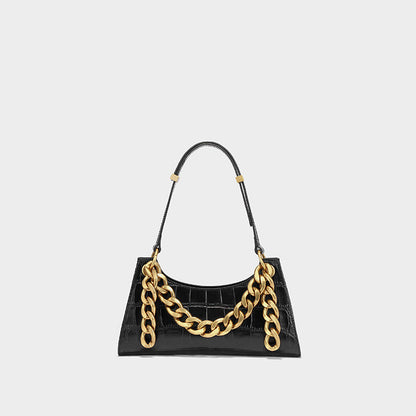 Chain leather shoulder bag