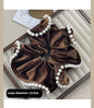 Vintage Velvet Beads Hair Ring Temperament Oversized Flocking Classic Style All-matching Elegant Fashion High Elastic Black Hair Rope