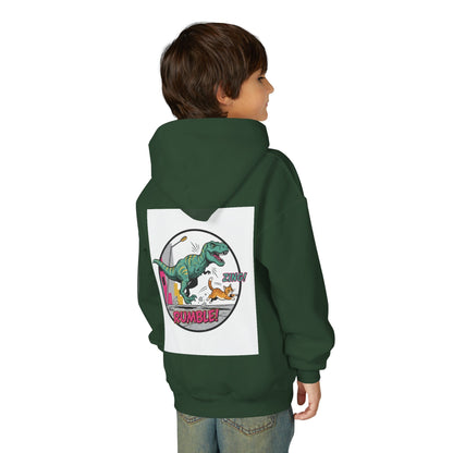 T-Rex Chase Dino Rumble Youth Hoodie | Dinosaur Graphic Sweatshirt