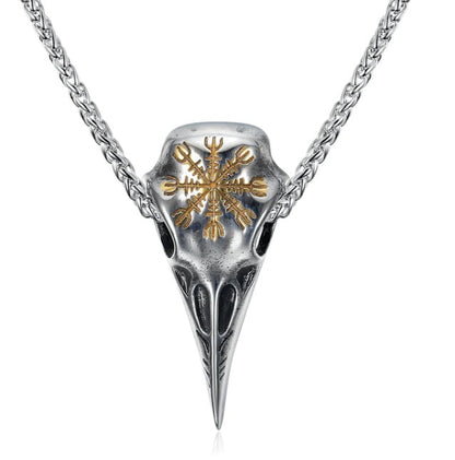 Mens Fashionable Vintage Viking Symbol Skull Eagle Beak Pendant Necklace