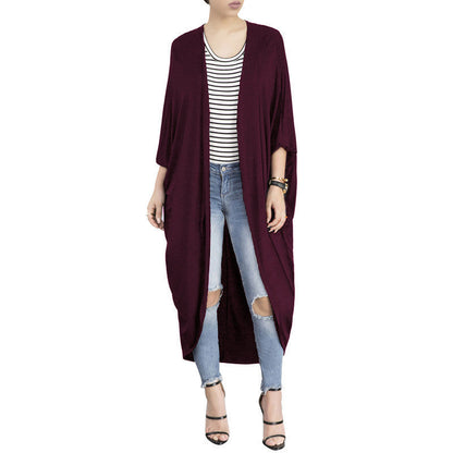 Women's Loose Bat-sleeve European And American Mid-length-sleeved Trench Coat