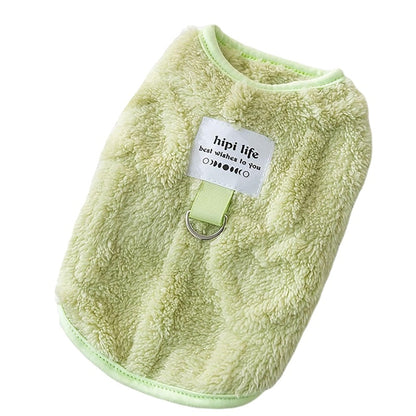 Autumn And Winter Dog Clothes Can Pull Simple Solid Color Two-legged Down Jacket Cat Warm Vest Pet Clothing