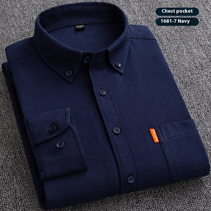 Men's Premium Oxford Cotton Shirt - Long Sleeve Button Down Dress Shirt