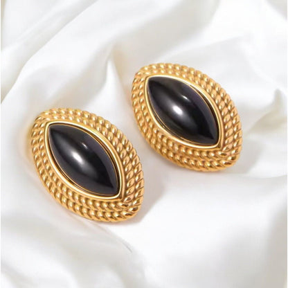 EMI  Stainless Steel Gold Plated Statement Vintage Inspired Hypoallergenic Earrings