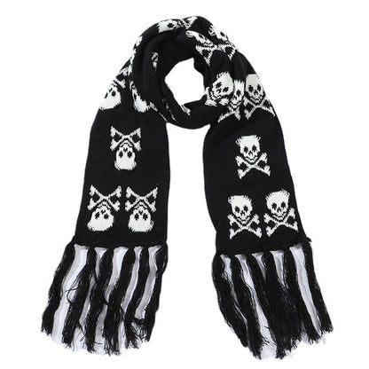 Thickened Thermal Knitted Scarf With Skull Design