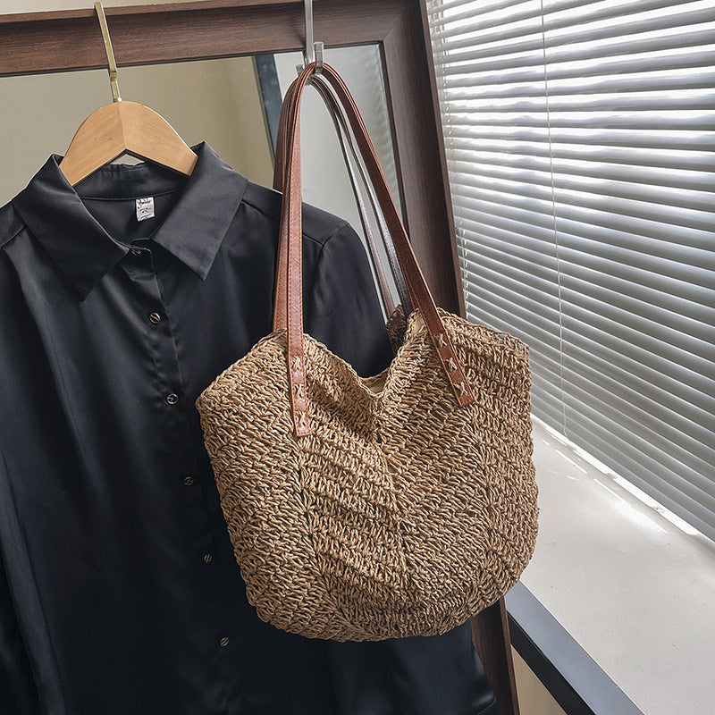 Straw Handbag Holiday Shoulder Bag Fashion Tote Bag