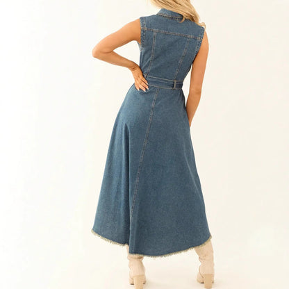 Sleeveless Irregular With Personality Raw Edge Dress
