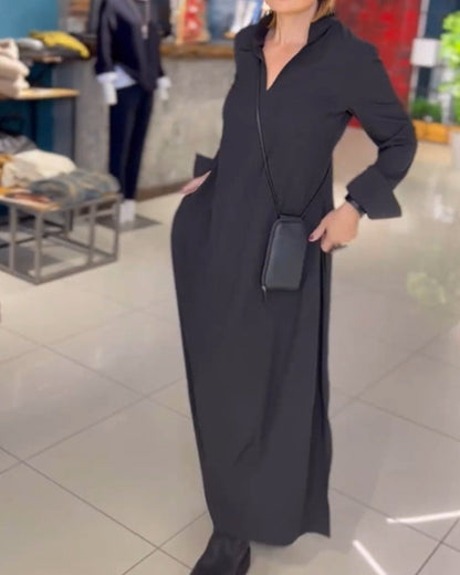 Tamira | Side Slit Lapel Loose Long Dress