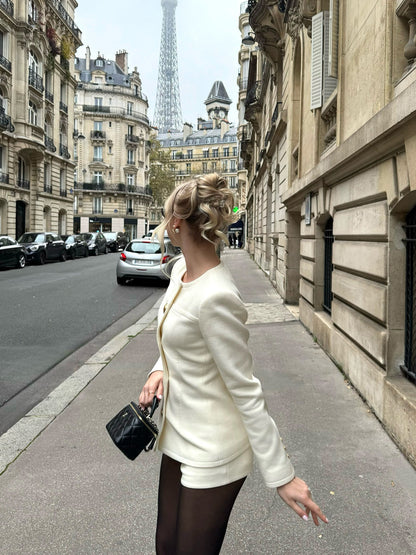 Single Breasted White Jacket Shorts Suit