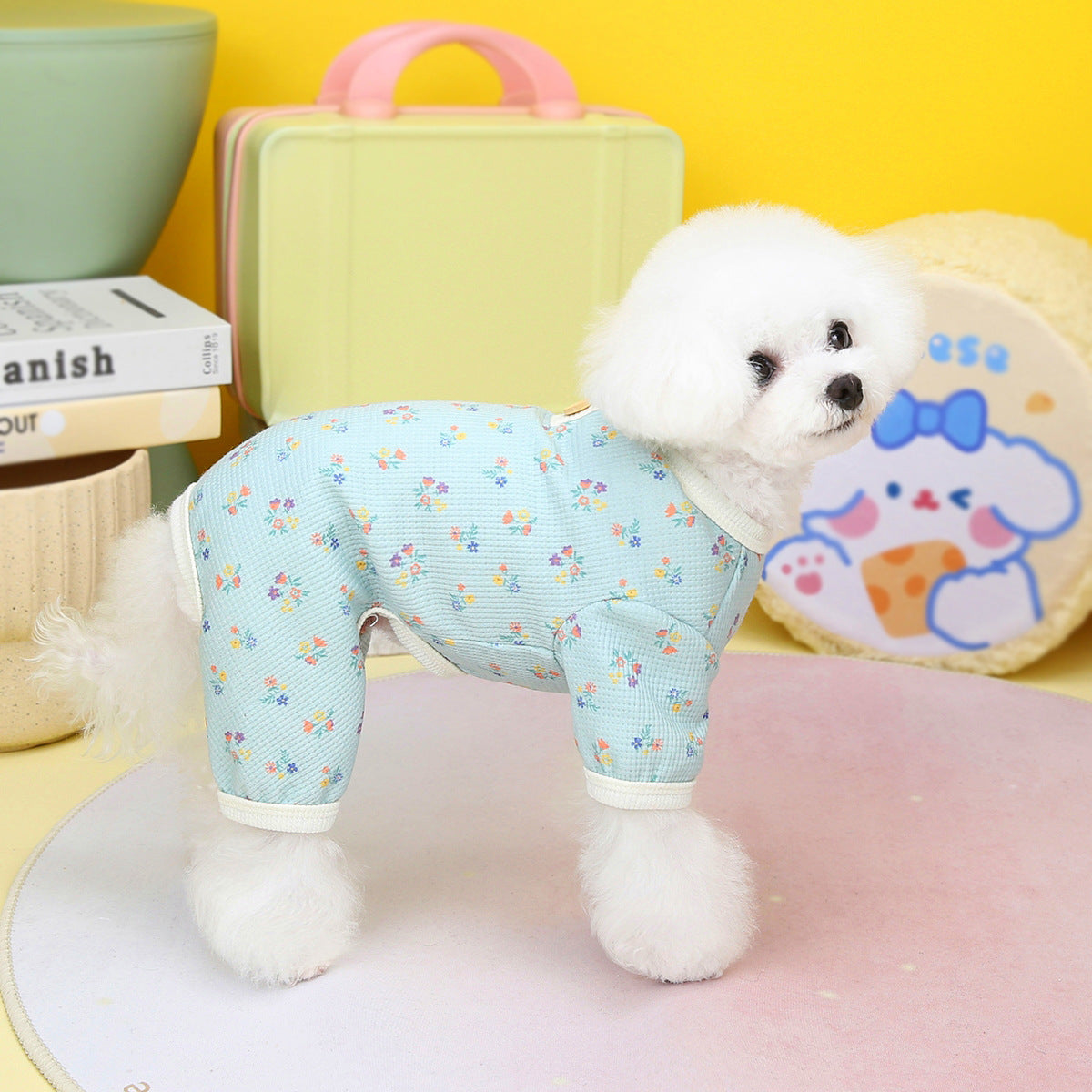 Pet Dog Waffle Floral Clothes
