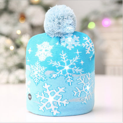 Christmas Decoration Knitted LED Light Cap Christmas Tree Snowman Adult Child Hat