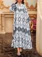 Printed Long-sleeved Robe Dress