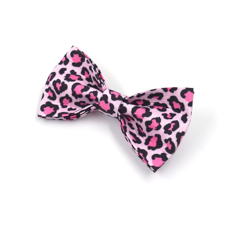 Leopard Print Rose Gold Pet Collar Leash Bow