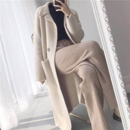 New Women's Mid-length Mink Velvet Coat Cardigan Loose Coat