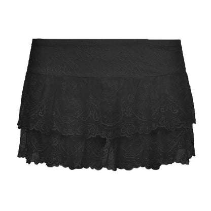 Stretchy Double-layer Lace Figure-flattering Dance Mini Skirt