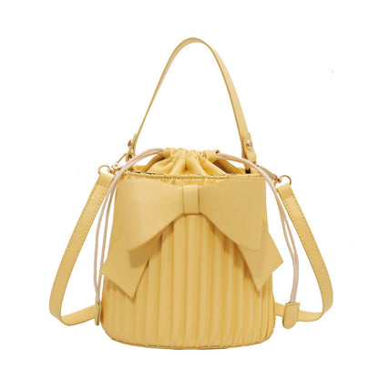 Bowknot Bucket Simple One Shoulder Handbag Fashion