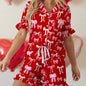 Women's Casual Bow-Knot Printed Loose Loungewear Set