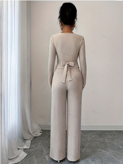 New Relaxed-fit Figure-flattering Knit Casual Two-piece Set With A Sexy Vibe