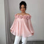 Backless 3D Floral Puffy Tube Top With A Strapless Neckline