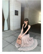 Sweet Floral Mesh Maxi Dress With Intricate Ruffle Detailing And Asymmetrical Hemversatile And Chic