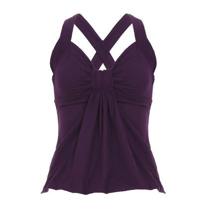 Deep V-neck Strap Pleated Bust Vest Spicy Girl-style Vintage Versatile Figure-hugging Top