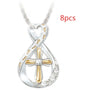 Cross Footprint Diamond Pendant Two Tone