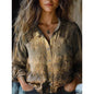 Retro Print Long Sleeve Casual Shirt