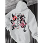 Japanese-style Pattern Hoodie, Light Gray Pullover