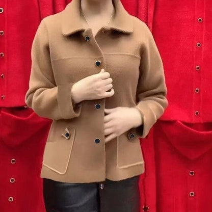 Premium Woolen Coat - Women's Loose Fit Short Jacket