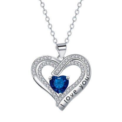 European And American Fashion Double Love Pendant Necklace Valentine's Day Christmas Gift