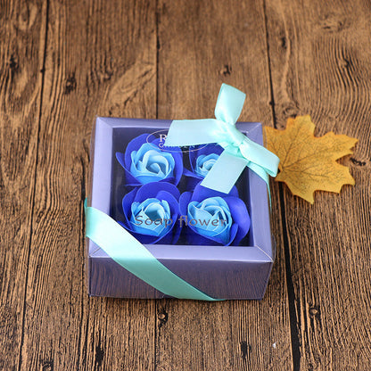 Soap Flower Gift Box Valentine's Day Gift Mother's Day Creative Gifts Bear Flower Rose Heart Shaped Tin Box