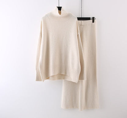 Women's Clothing Casual Sweater Wide Leg Pants Two-piece Set