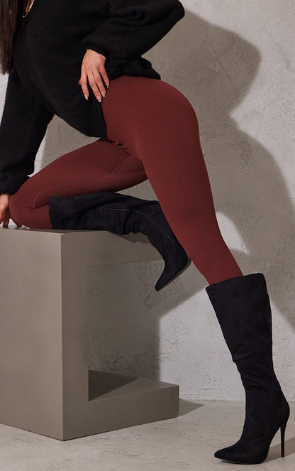 Black Emmi Faux Suede Knee Boots