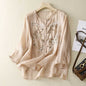 Women's Casual Embroidered Shirt Made Of Cotton And Linen