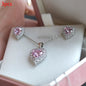 Love Heartbeat Pink Love Zircon Earrings Necklace Set Qixi Valentine's Day Gift For Girlfriend